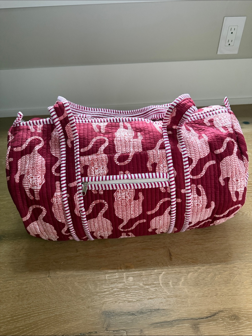 Quilted Pink & Magenta Animal-Print Travel Duffle Bag